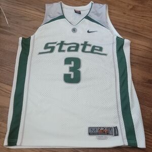 Michigan STATE Nike White and Green Basketball Game Jersey
